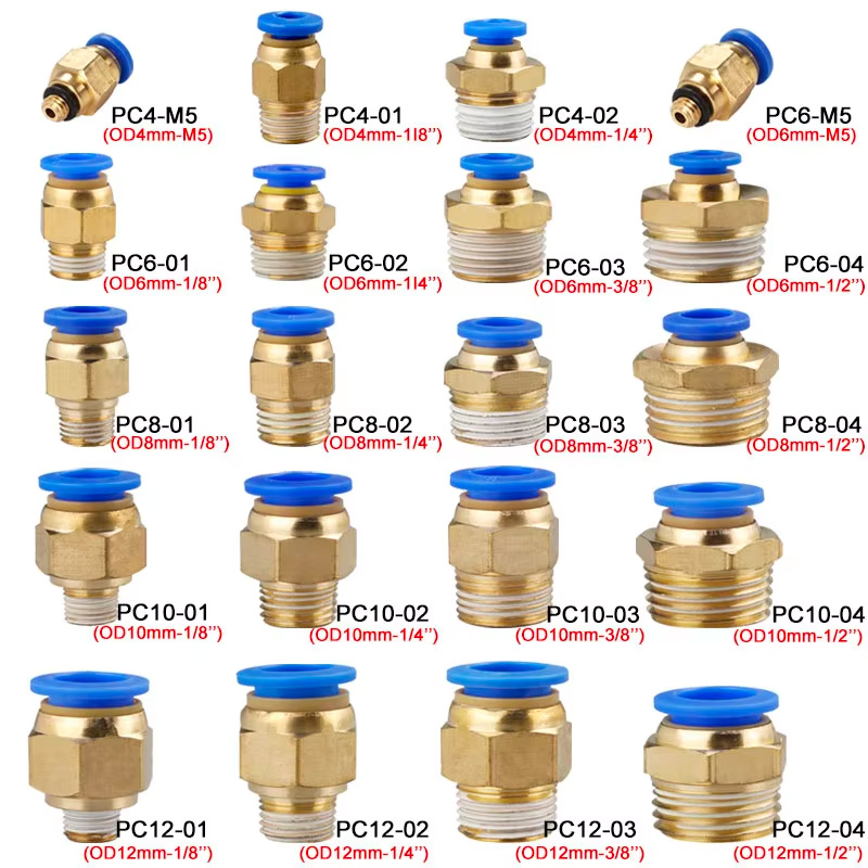 Compression Fitting Brass - 10/50PCS Raccordo Pneumatico Connettore Aria PC